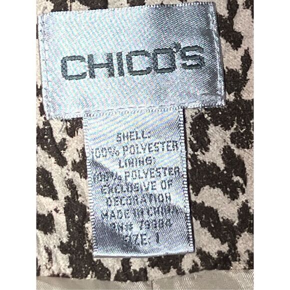 Chico's Animal Print Floral Sequined Jacket Size 1 Large - Picture 5 of 5